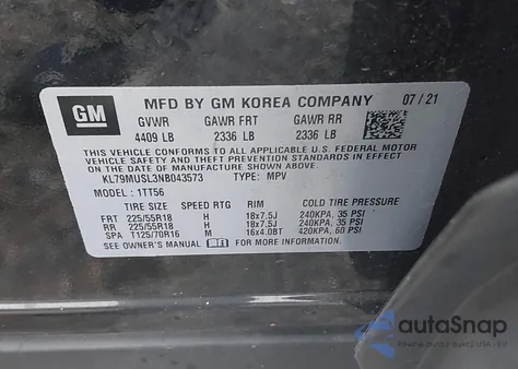 2022 Chevrolet Trailblazer Awd Rs from USA, damaged, VIN KL79MUSL3NB043573